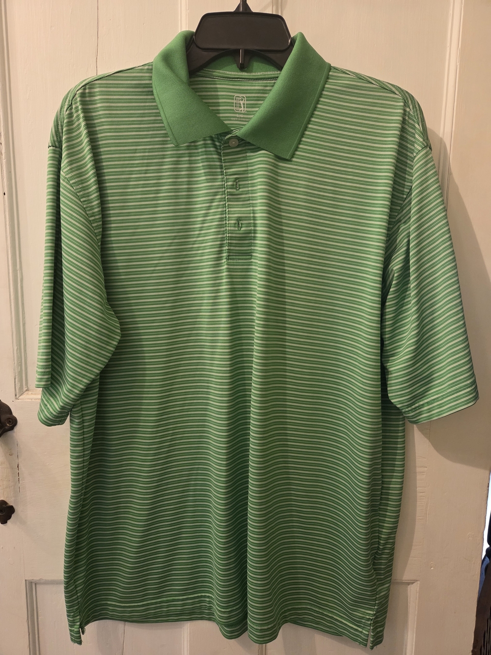 PGA Tour Green Striped Polo Shirt